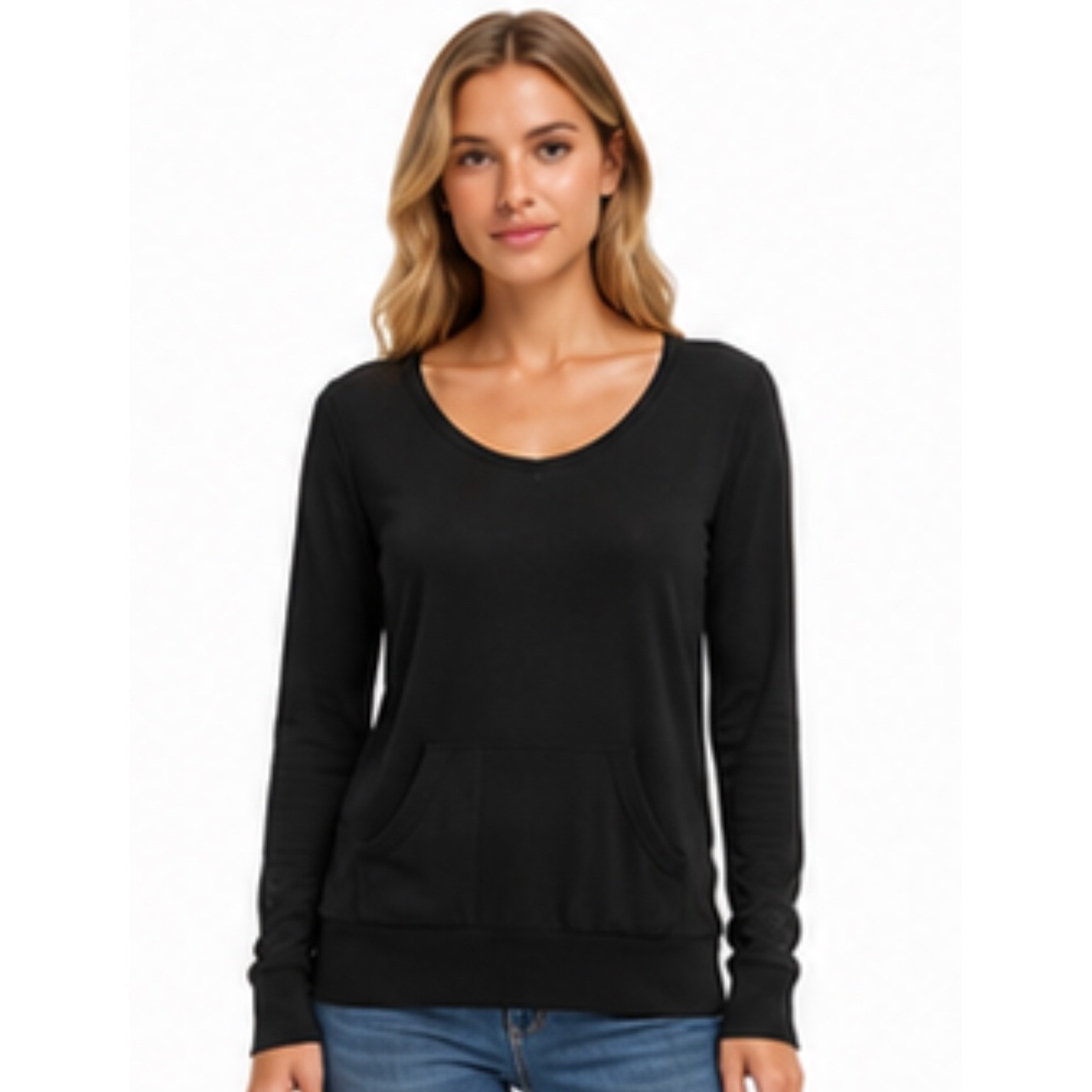 Lululemon Womens S Black Knit Pullover Thumbhole Pockets Sheer Athleisure Top